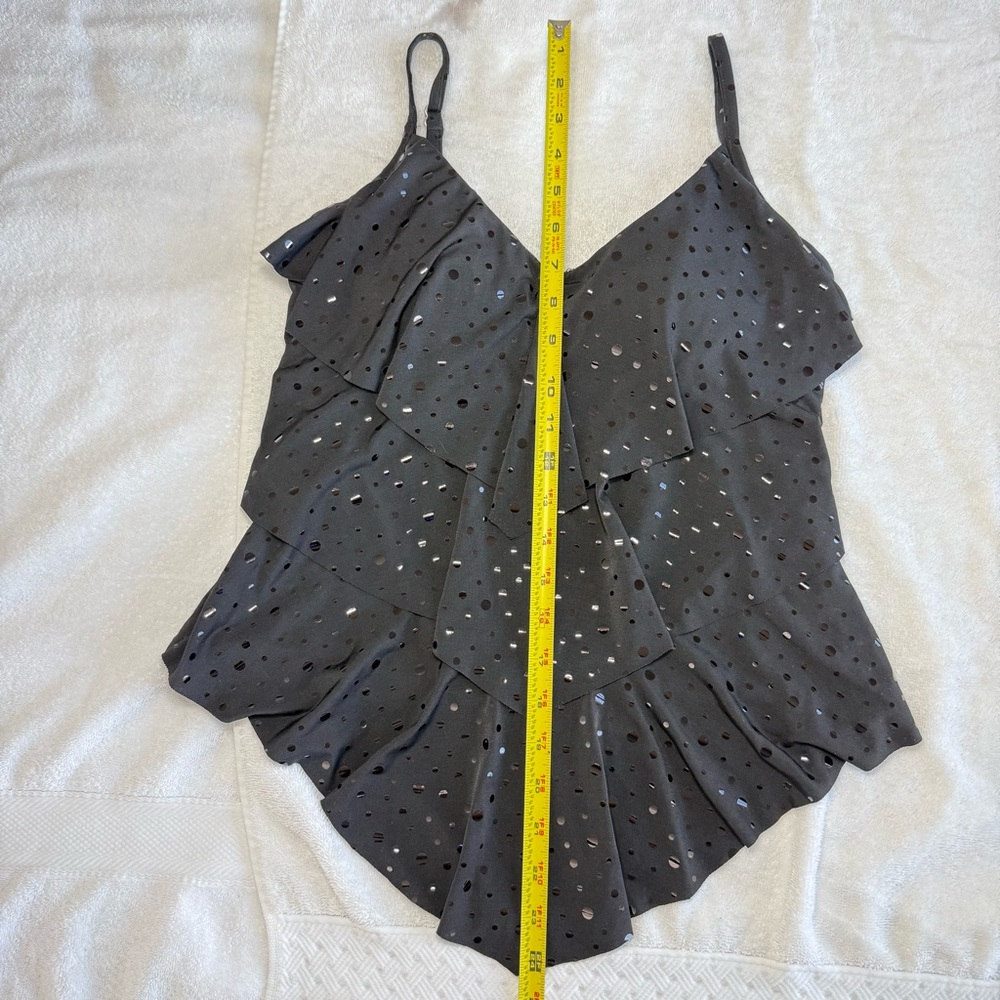 Magicsuit Rita Miracle Swim Tankini Top Black Layered Sequin like Women’s Size 8